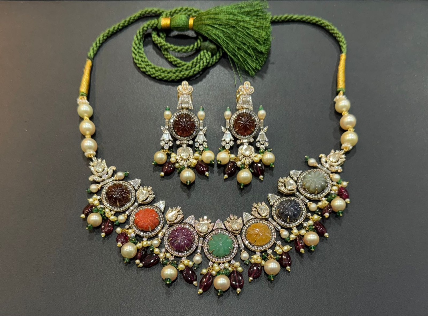 Navratna pendant on cord